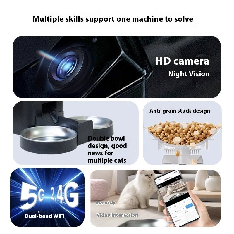 Intelligent Automatic Pet Feeder Remote Video-capable Large-capacity Feeding Machine